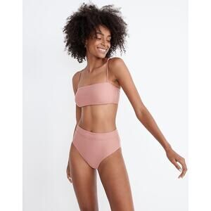 Madewell Womens Bikini Top Sz XXS Second Wave Spaghetti Strap Bandeau Pale Pink